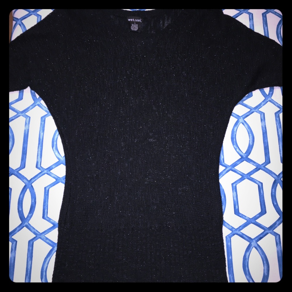 Wet Seal Sparkly Black Sweater Size L
